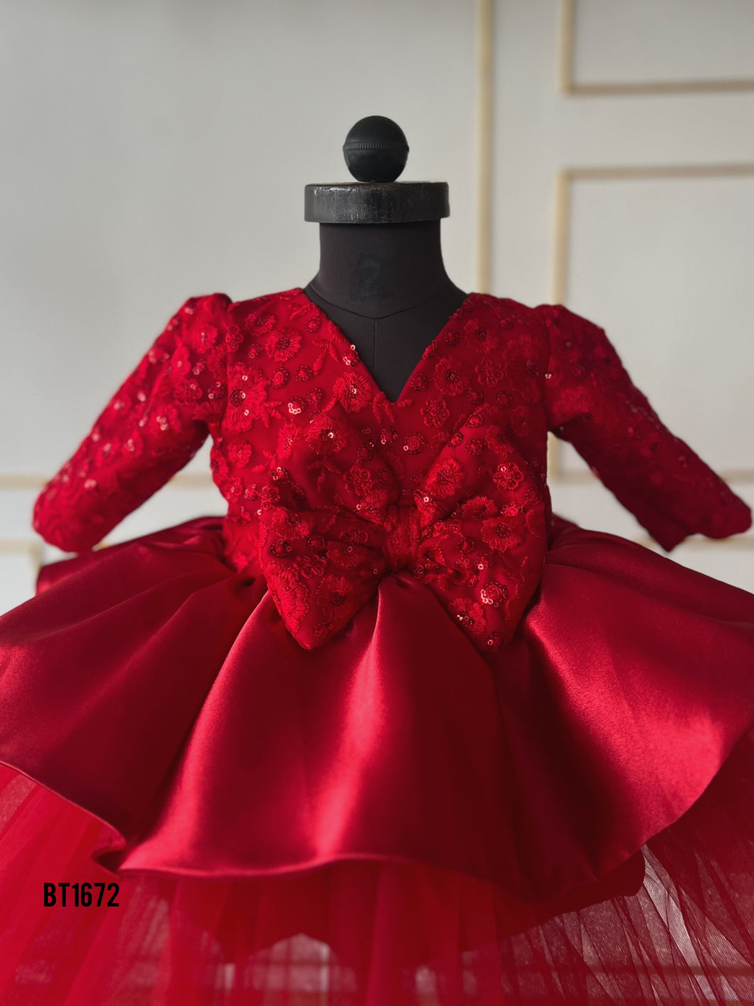 BT1672 Embroidered Party Wear Frock For Baby Girls