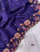 Load image into Gallery viewer, DB109 Floral Elegance Tussar Saree - Embroidered Majesty

