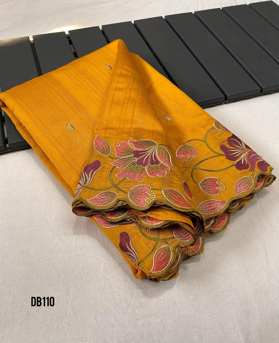 DB110 Golden Harvest Tussar Saree - Embroidered Splendor