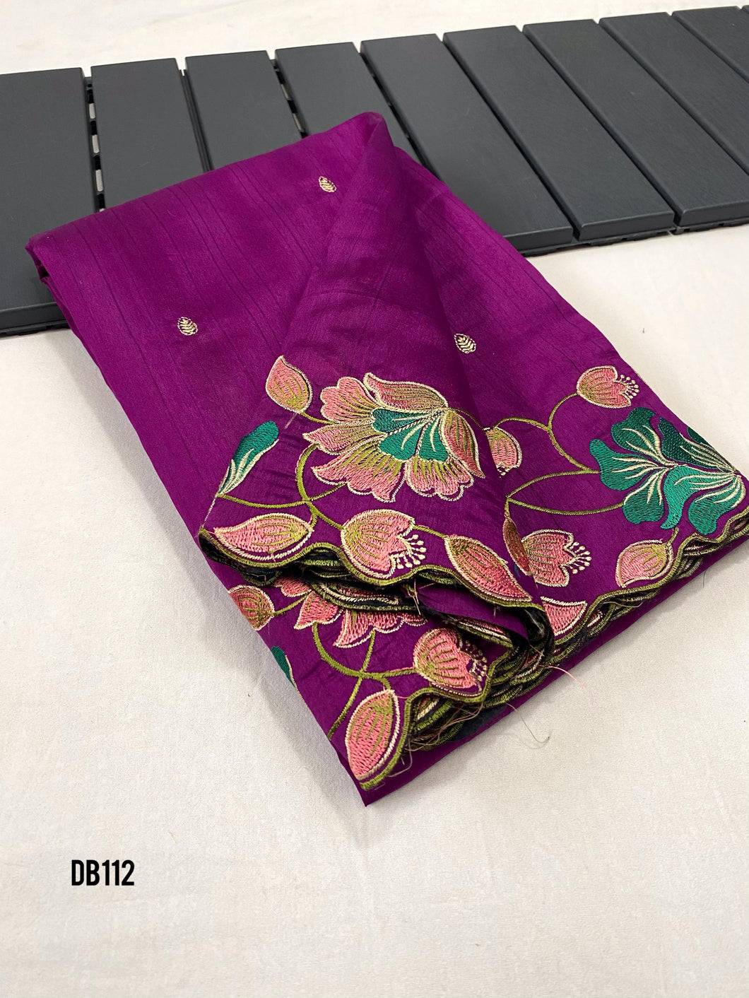 DB112 Magenta Melody Tussar Saree - Embroidered Opulence