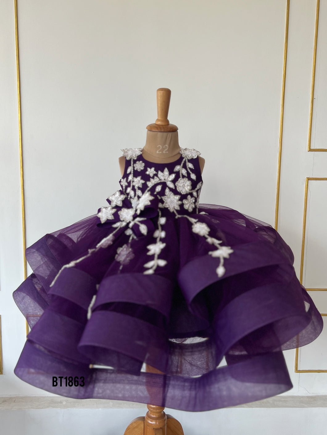 BT1863 Majestic Amethyst: Regal Purple Floral Gown