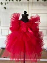 Load image into Gallery viewer, BT1458 Red Embroidered Fluffy Party wear Frock
