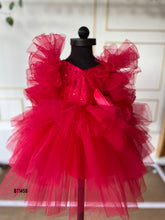 Load image into Gallery viewer, BT1458 Red Embroidered Fluffy Party wear Frock
