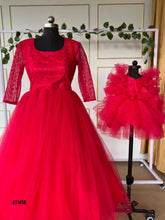 Load image into Gallery viewer, BT1458 Red Embroidered Fluffy Party wear Frock

