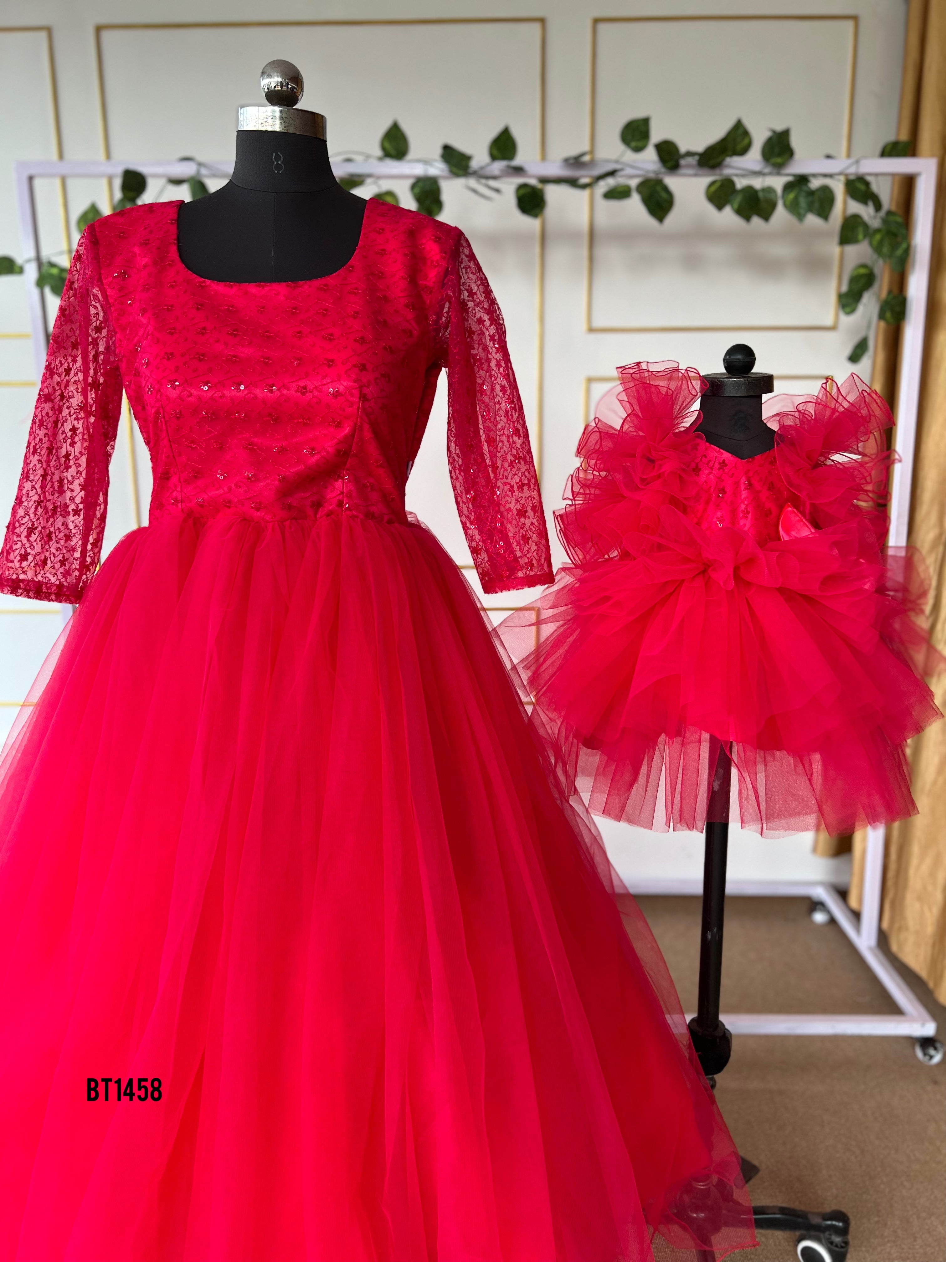 BT1458 Ruby Rendezvous – Opulent Mother & Child Attire Set – BabyTeen ...