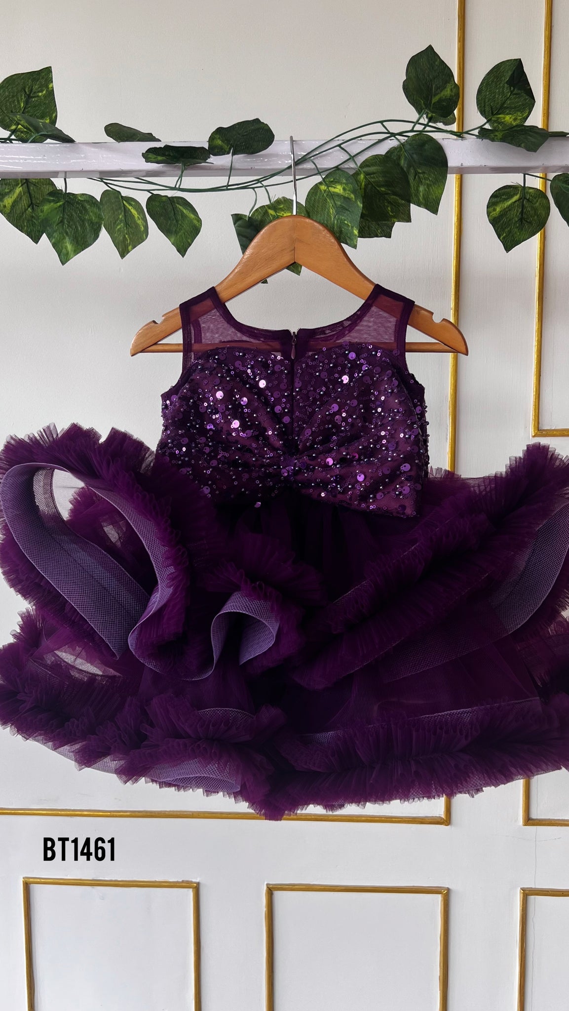 BT1461 Purple Bling Party wear Frock BabyTeen Fashion