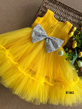 Load image into Gallery viewer, BT1463 Sunny Blossom: Radiant Yellow Embellished Party Dress for Your Little Sunshine
