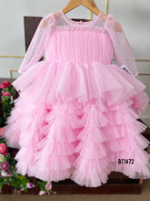 Load image into Gallery viewer, BT1472 Baby Pink Heavy Flair Birthday Frock
