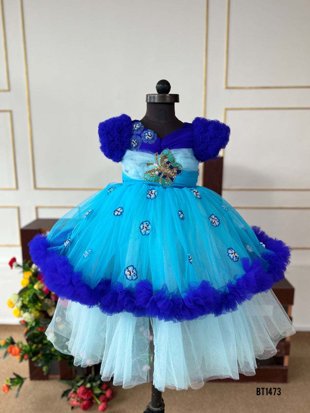 BT1473 Flowers and Butterfly Theme Vibrant Party Wear
