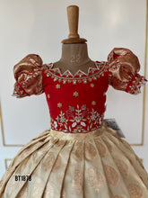 Load image into Gallery viewer, BT1878 Crimson Gold Pattu Lehanga - Baby’s Festive Attire
