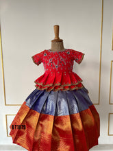 Load image into Gallery viewer, BT1879 Regal Radiance Pattu Lehanga - Baby’s Vibrant Festive Skirt Set
