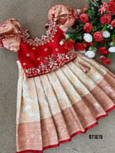 Load image into Gallery viewer, BT1878 Crimson Gold Pattu Lehanga - Baby’s Festive Attire
