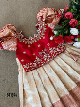 Load image into Gallery viewer, BT1878 Crimson Gold Pattu Lehanga - Baby’s Festive Attire
