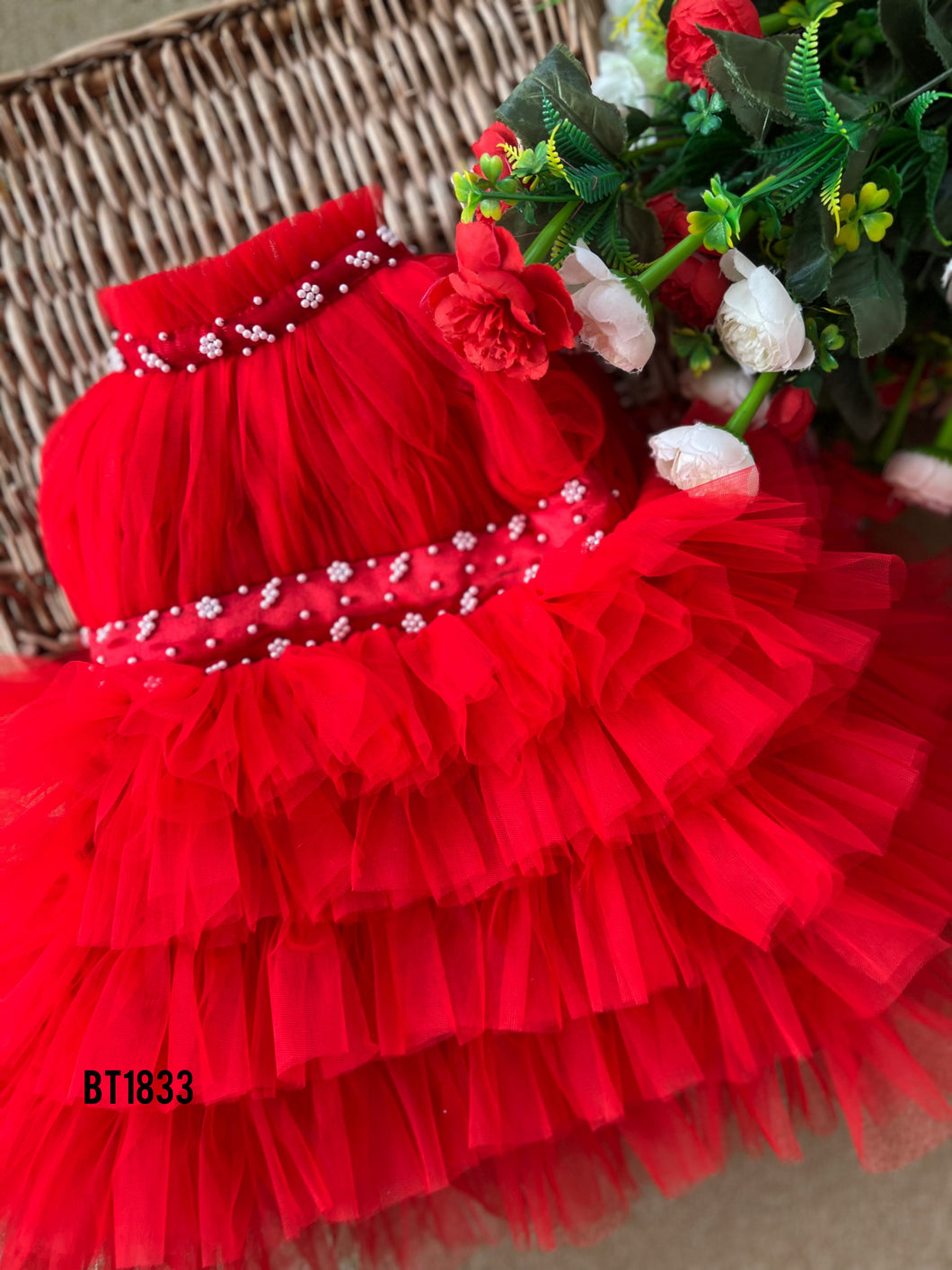BT1833 Radiant Ruby: Baby's Ruffle Fiesta Dress