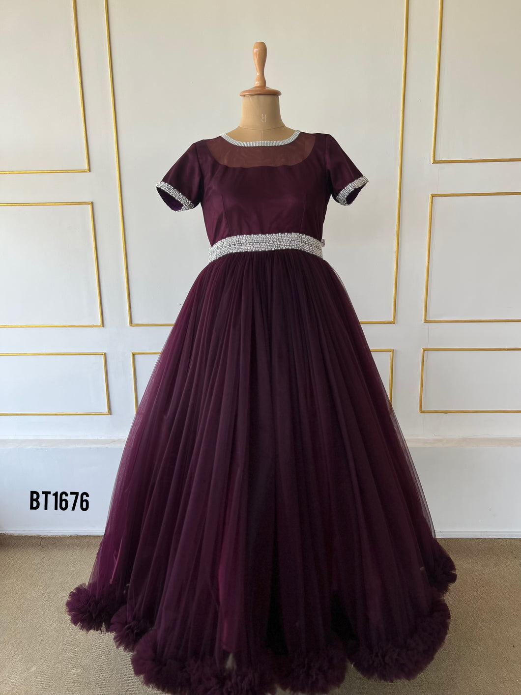 BT1676 Designer Gown For Mother For Twinning