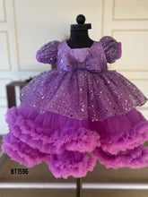 Load image into Gallery viewer, BT1596 Purple Bling Ruffle Birthday Party Dress For Baby Girls
