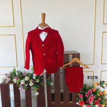 Load image into Gallery viewer, BT2276  Little Prince in Red – Luxe Velvet Tux for Dapper Celebrations! 🎩🔥
