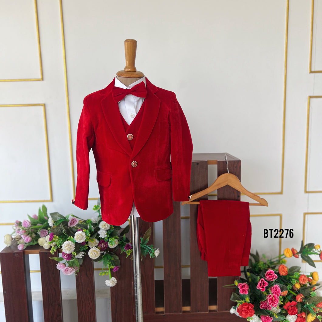 BT2276  Little Prince in Red – Luxe Velvet Tux for Dapper Celebrations! 🎩🔥
