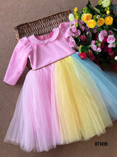 Load image into Gallery viewer, BT1499 Peter Pan Collar Multi Colour Frock
