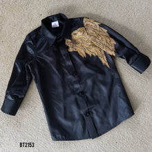 Load image into Gallery viewer, BT2153  Golden Majesty Black Party Wear Shirt for Stylish Little Boys ✨🖤
