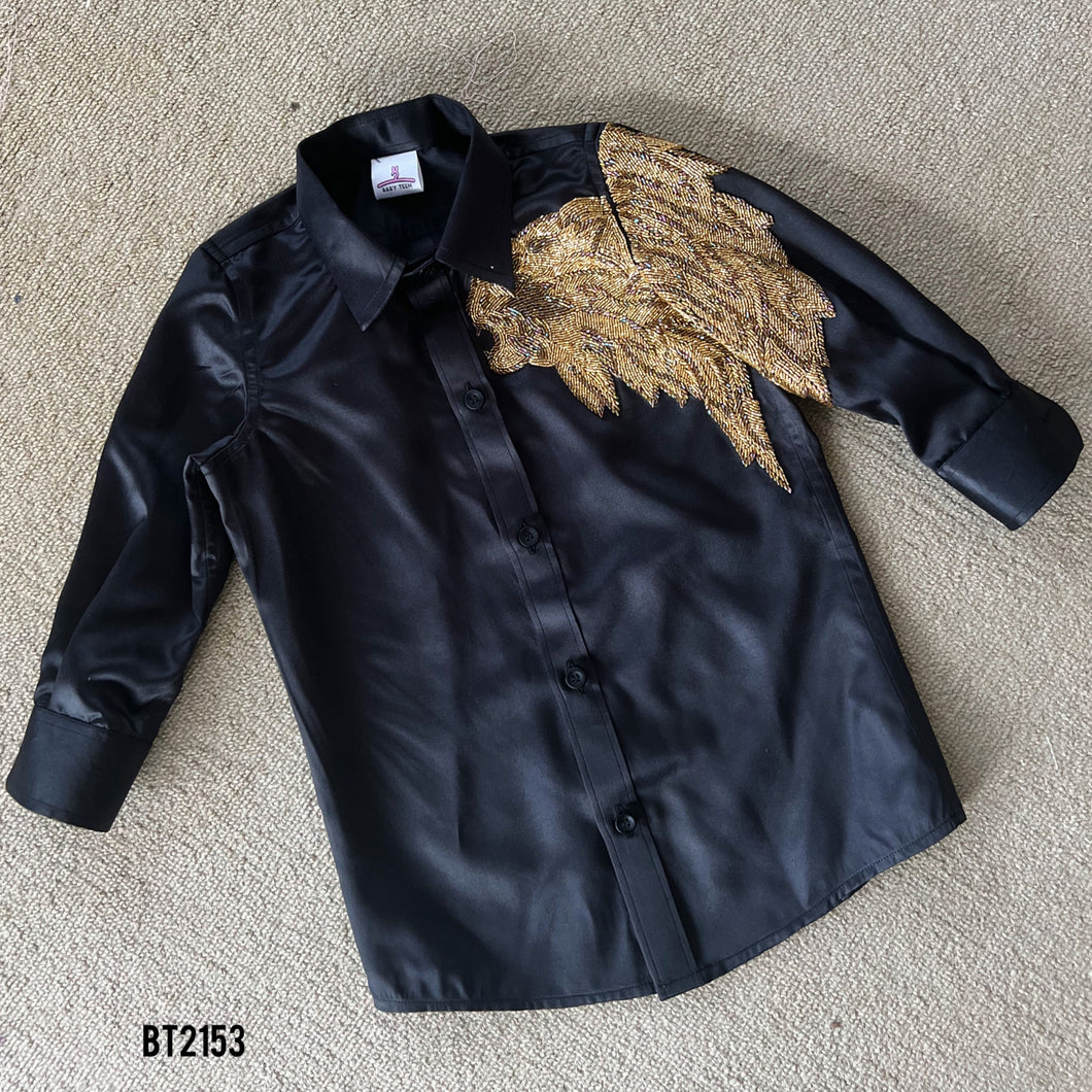 BT2153  Golden Majesty Black Party Wear Shirt for Stylish Little Boys ✨🖤