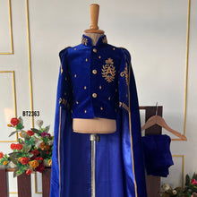 Load image into Gallery viewer, Bt2363 Royal Blue Prince Coat with Cape – Boys Birthday &amp; Wedding Outfit
