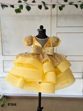 Load image into Gallery viewer, BT1648 Golden Sunrise Dress - A Glimmer of Joy for Tiny Trendsetters
