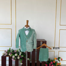 Load image into Gallery viewer, BT2279 Mint Green Velvet Suit – A Fresh &amp; Elegant Look for Your Little Gentleman! 🎩✨
