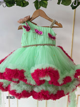 Load image into Gallery viewer, BT1626 Butterfly Theme Long Tail Birthday Party Wear Frock For Baby Girls
