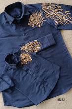 Load image into Gallery viewer, BT2152 Royal Navy Dad-Son Matching Shirts with Golden Elegance 👔✨
