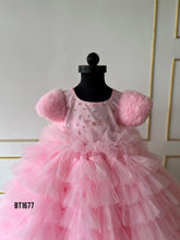 Load image into Gallery viewer, BT1677 Pastel Multi Layer Hand Embroidered Party Wear Frock For Baby Girls
