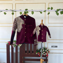 Load image into Gallery viewer, BT2308 🦁 The Majestic King &amp; Prince Combo – Velvet Sherwani Set 👑
