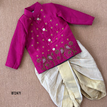 Load image into Gallery viewer, 💖 BT2471 Regal Magenta Baby Boy Jodhpuri with Dhoti Pants

