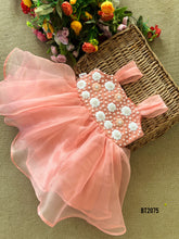 Load image into Gallery viewer, BT2075 🌸 Peach Blossom Delight: A Dreamy Party Dress for Little Angels 🎀
