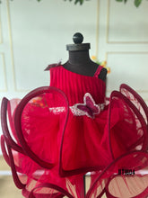 Load image into Gallery viewer, BT1604 Crimson Butterfly Dress – Flutters of Fancy for Festive Fun!
