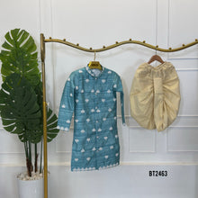 Load image into Gallery viewer, 🌿 BT2463 Aqua Serenity Dad Kurta with Dhoti Pants
