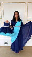 Load image into Gallery viewer, BT1774 Celestial Elegance: Royal Blue &amp; Serenity Mommy &amp; Me Gowns
