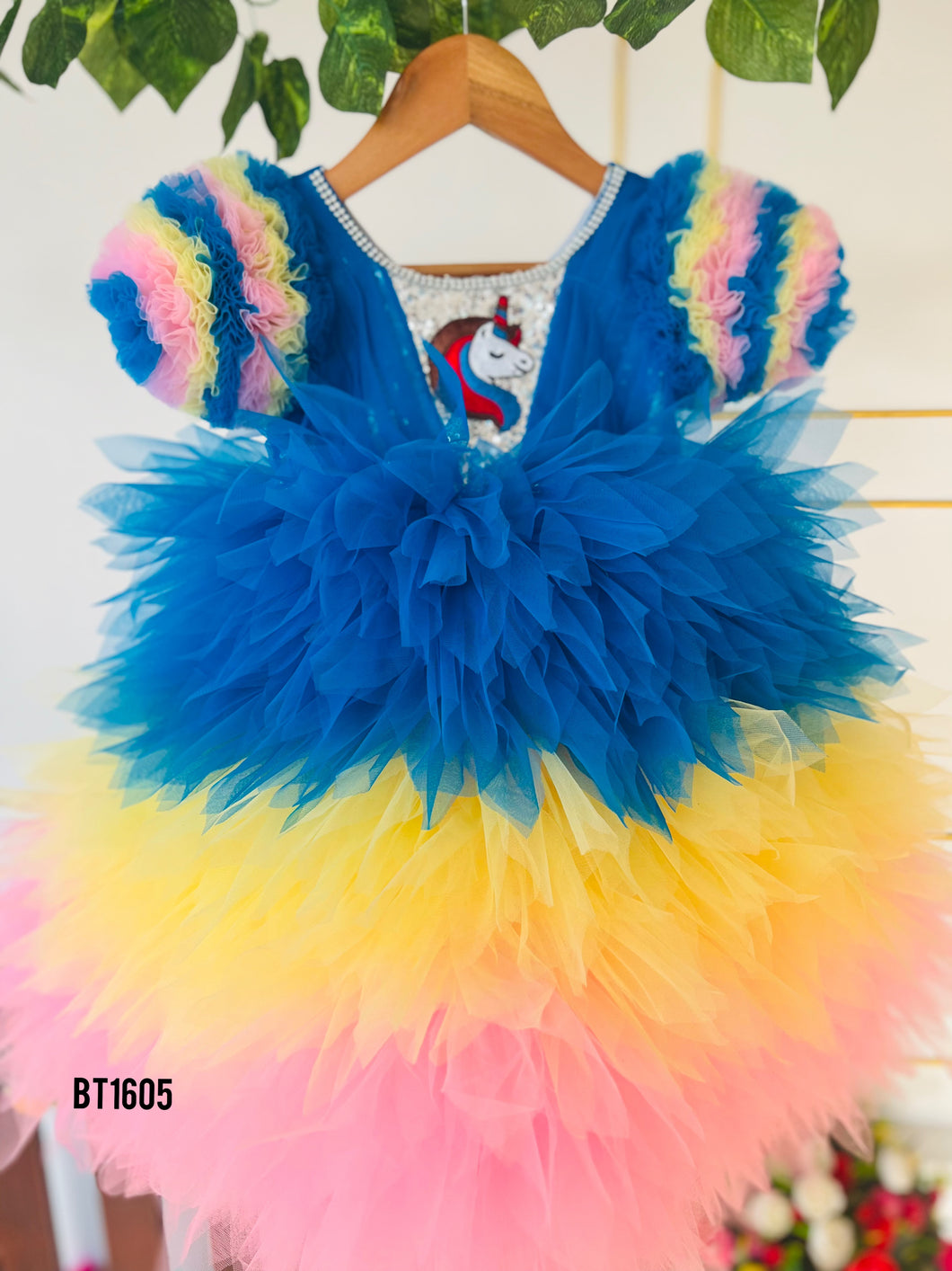 BT1605 Rainbow Unicorn - Vibrant Baby Party Frock
