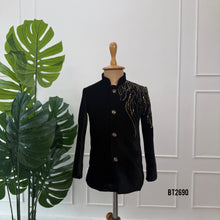 Load image into Gallery viewer, BT2690 Royal Black Velvet Designer Baby Boy Blazer

