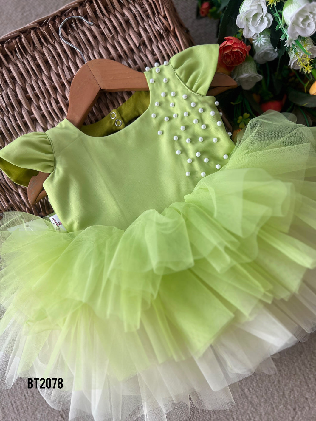 BT2078 🍏 Lime Love: A Playful Dress for Cherished Moments 🎈