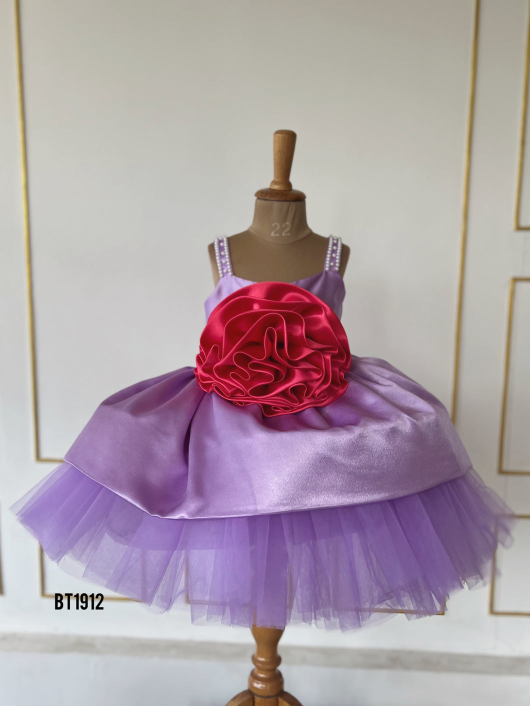 BT1912 Lavender Bloom: Elegant Baby Party Dress