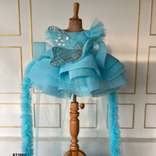 Load image into Gallery viewer, BT1950 Magical Blue Butterfly Baby Dress – Perfect for Celebrations
