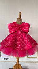 Load image into Gallery viewer, BT1917 Crimson Sparkle: Radiant Baby Party Dress
