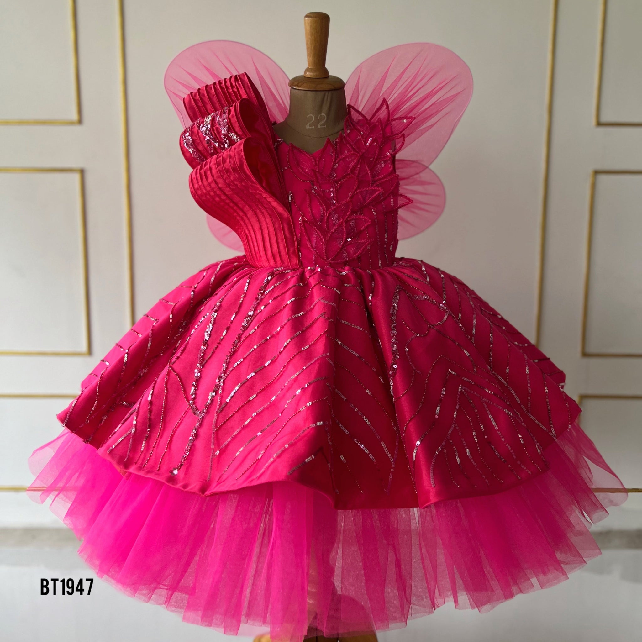 BT1947 Enchanting Hot Pink Butterfly Dress BabyTeen Fashion BT1947 Enchanting Hot Pink Butterfly Dress BabyTeen Fashion