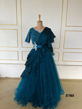 Load image into Gallery viewer, BT1968 💎 Teal Draped Gown for Elegant Moms – Shine at Every Celebration! 💫
