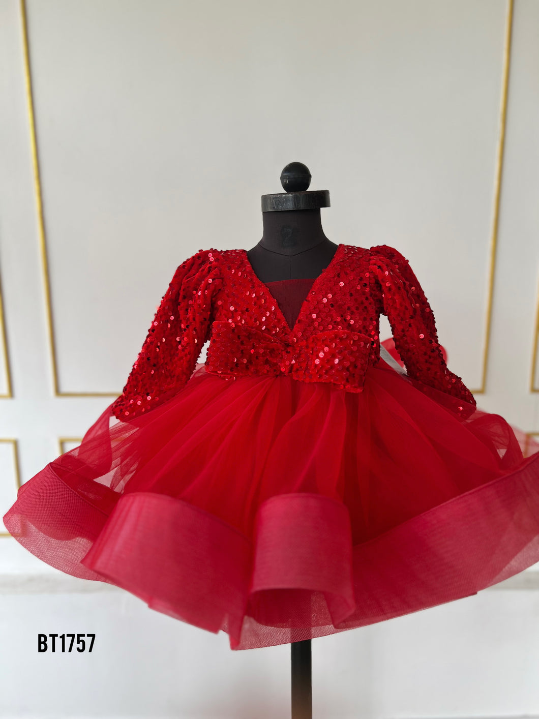 BT1757 Ruby Red Sparkle Dress for Little Showstoppers