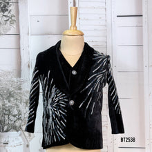 Load image into Gallery viewer, BT2538 Black Velvet Sequin Burst Party Blazer for Boys
