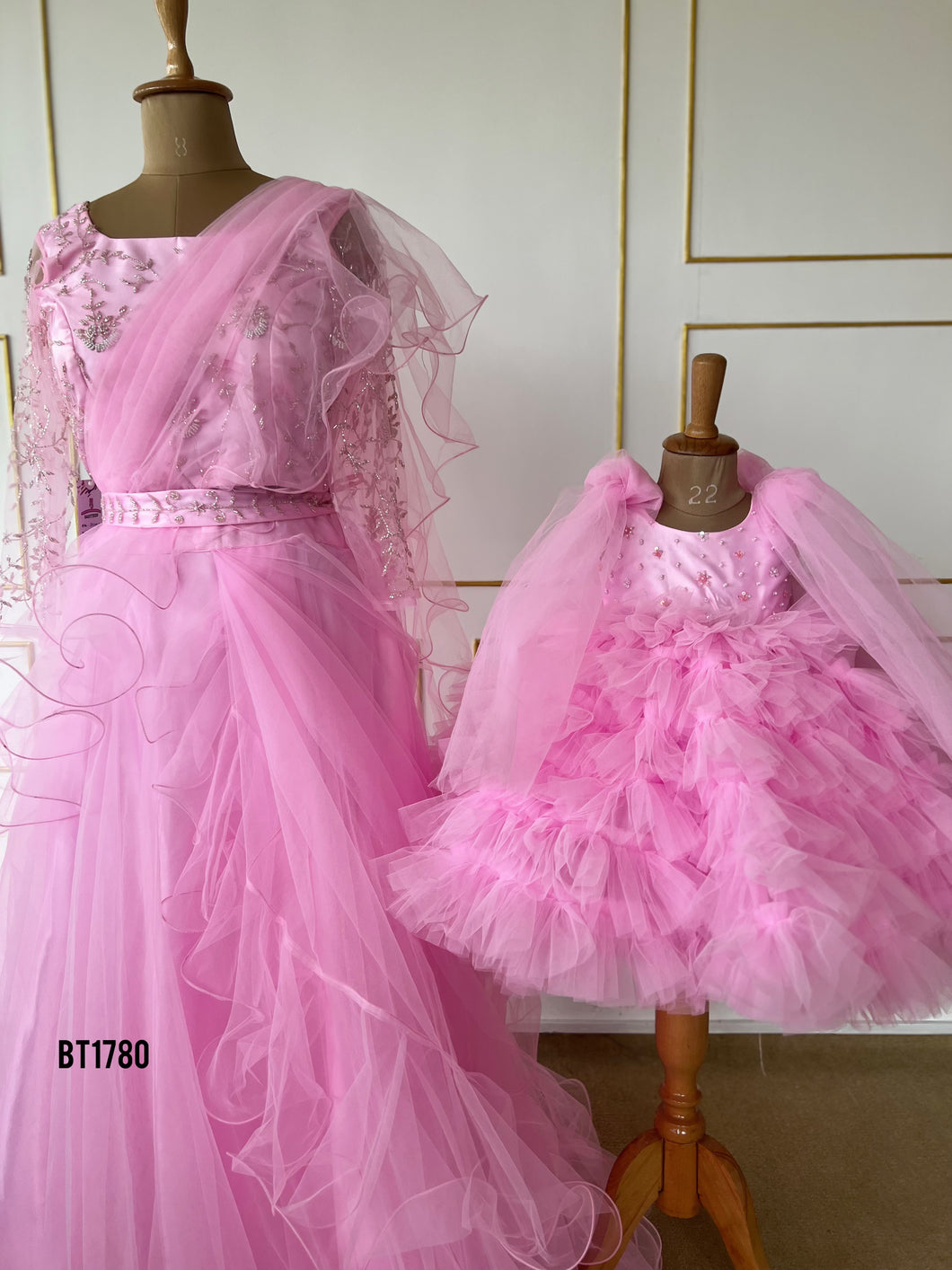 BT1780 Ethereal Pink Blossom Duo - Enchanting Mom & Baby Twinning Party Gowns
