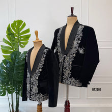 Load image into Gallery viewer, BT2602 Luxury Black Velvet Dad &amp; Son Designer Blazer Combo
