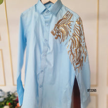 Load image into Gallery viewer, BT2265 Fierce &amp; Stylish Father-Son Lion Embroidered Shirt Set – Rule Every Celebration! 👨‍👦✨
